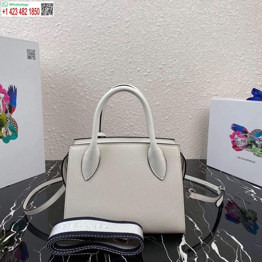 Replica Prada 1ba269 Borsa Prada Monocromatica In Pelle Saffiano Bianca