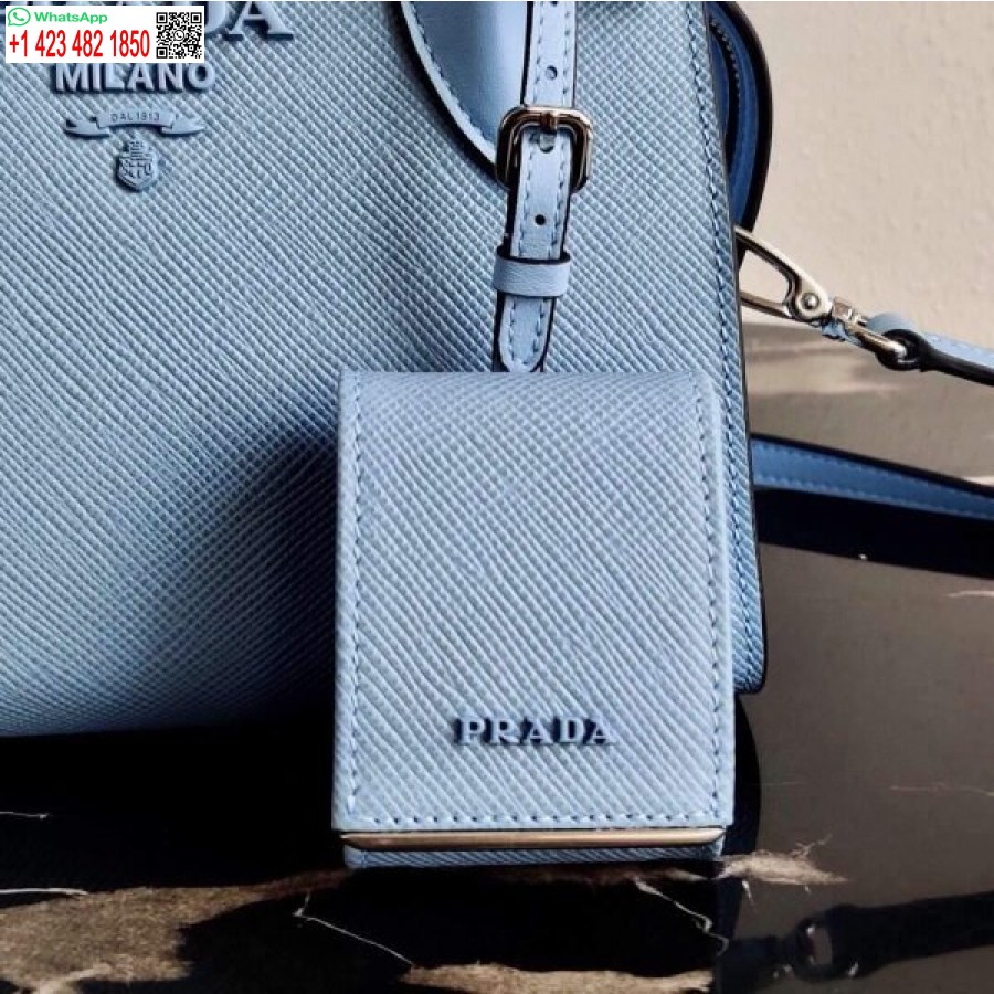 Replika Prada 1ba269 Saffiano Usnjena Enobarvna Torbica Prada Modra