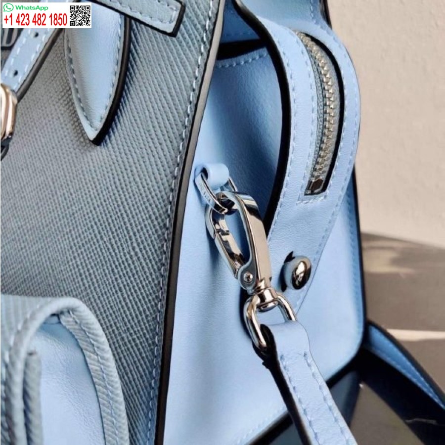 Replika Prada 1ba269 Saffiano Usnjena Enobarvna Torbica Prada Modra