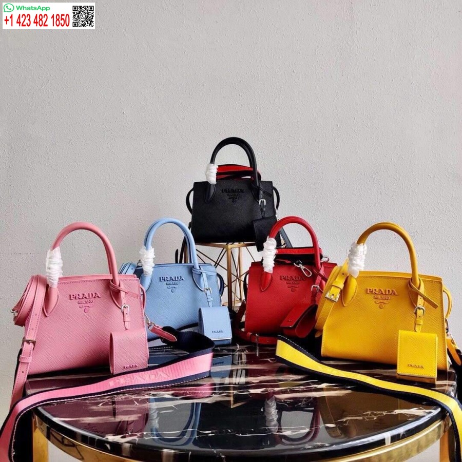 ρεπλίκα Prada 1ba269 Saffiano δερμάτινη Prada μονόχρωμη τσάντα μαύρη