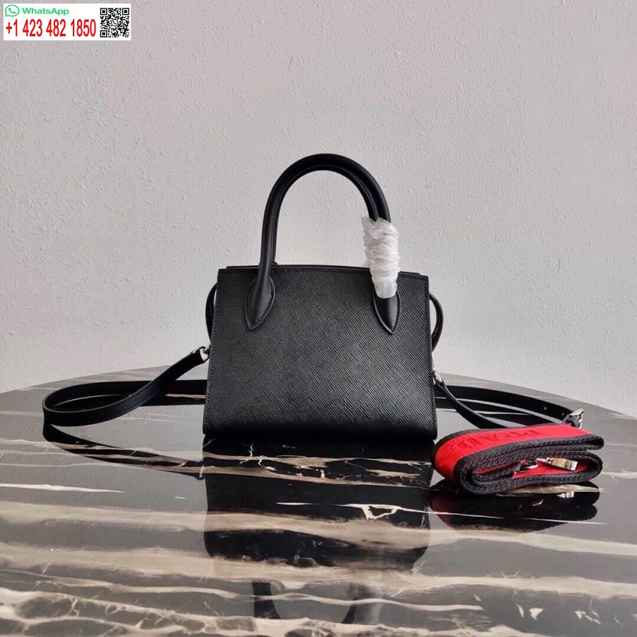 ρεπλίκα Prada 1ba269 Saffiano δερμάτινη Prada μονόχρωμη τσάντα μαύρη