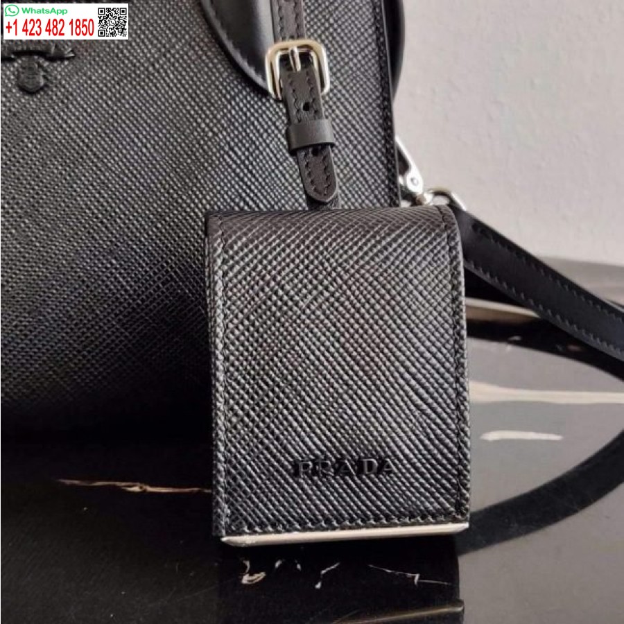 ρεπλίκα Prada 1ba269 Saffiano δερμάτινη Prada μονόχρωμη τσάντα μαύρη