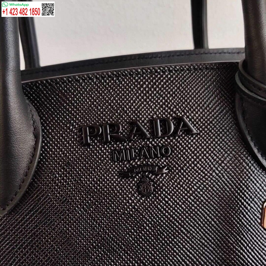 ρεπλίκα Prada 1ba269 Saffiano δερμάτινη Prada μονόχρωμη τσάντα μαύρη