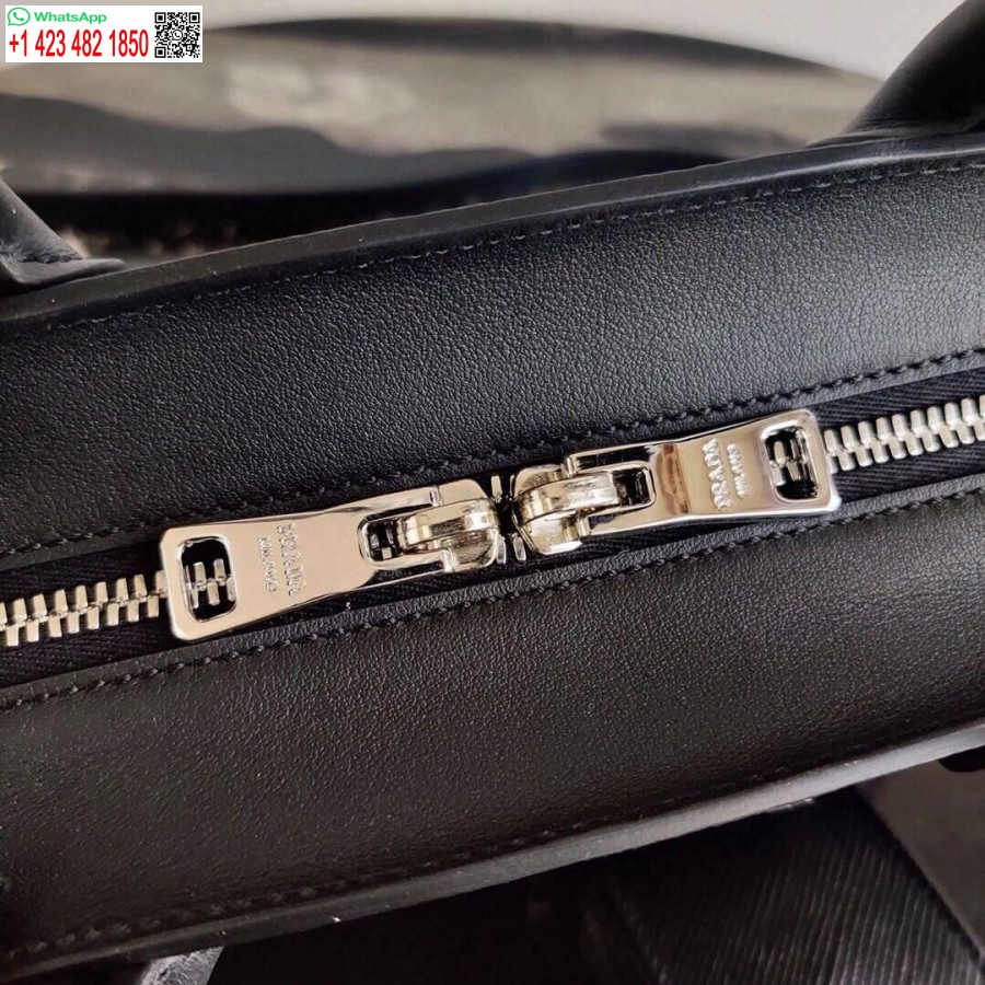 ρεπλίκα Prada 1ba269 Saffiano δερμάτινη Prada μονόχρωμη τσάντα μαύρη