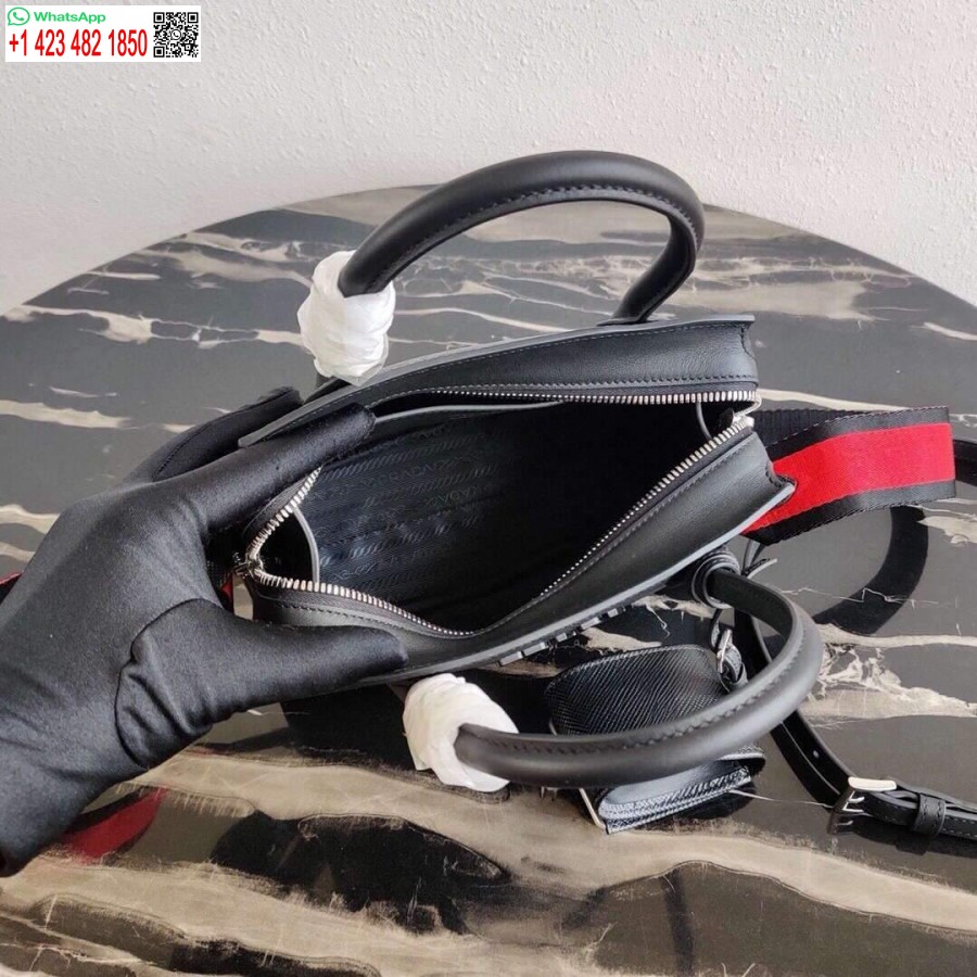 ρεπλίκα Prada 1ba269 Saffiano δερμάτινη Prada μονόχρωμη τσάντα μαύρη