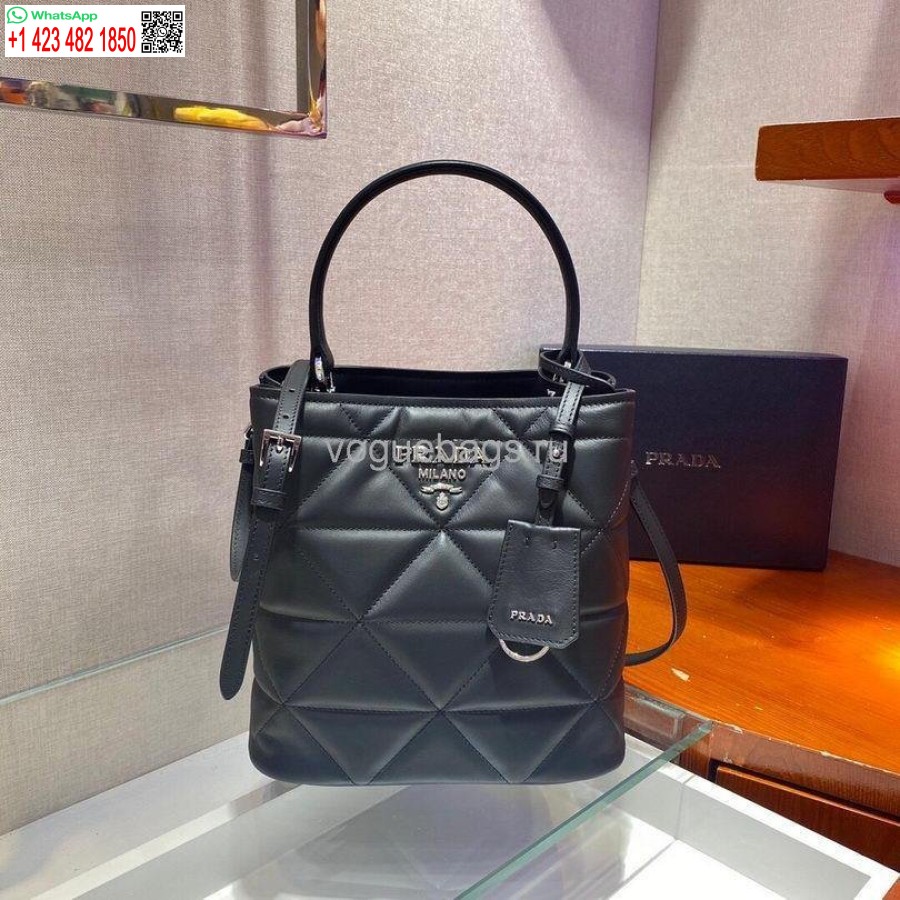 Replica Prada 1ba212 Borsa Media Prada Panier In Pelle Saffiano In Nero