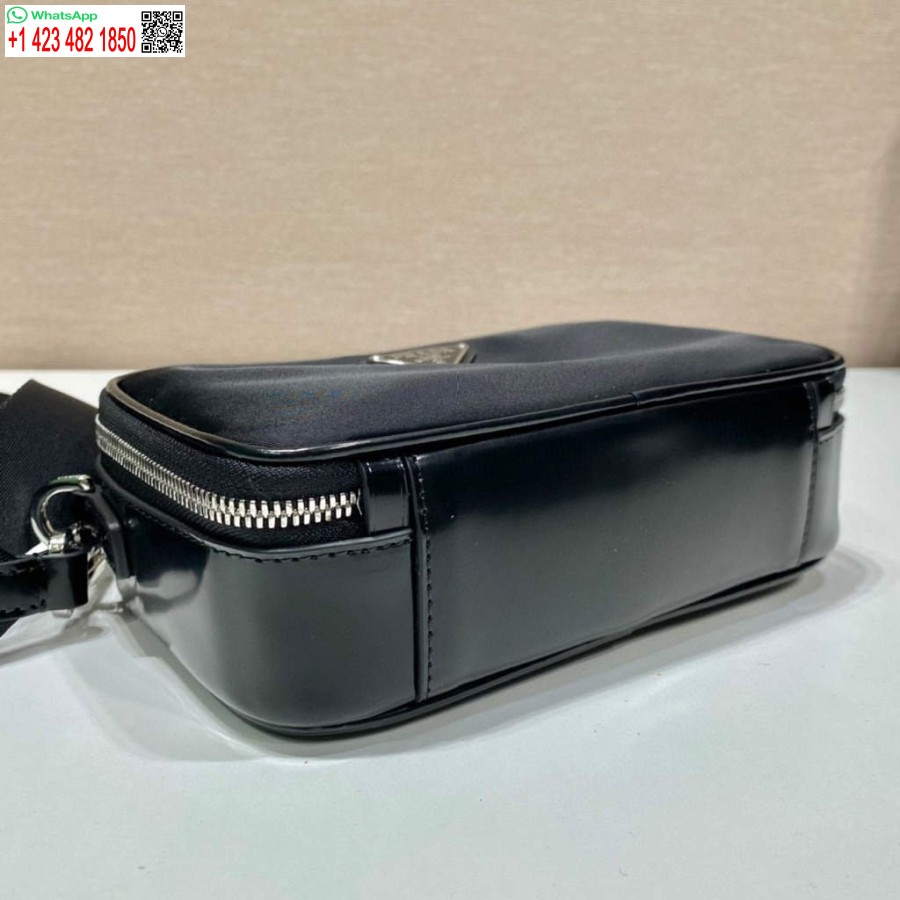 Réplique Prada 2vh070 Sac En Cuir De Nylon Saffiano Brique Prada Noir