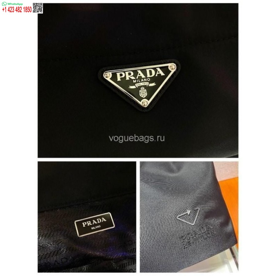 ρεπλίκα Prada 1bg107 ρε νάιλον μεσαία τσάντα μαύρη
