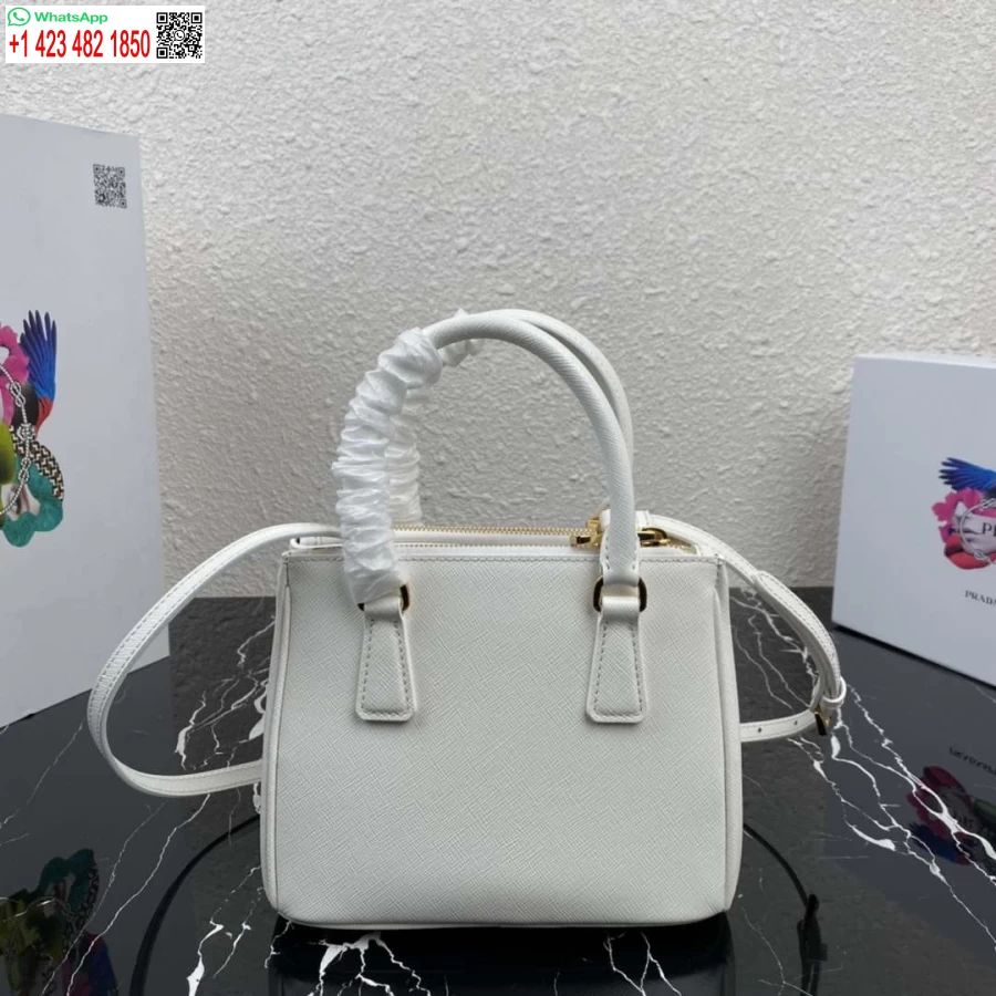 Replika Prada 1ba906 Kožená Minitaška Prada Galleria Saffiano Bílá
