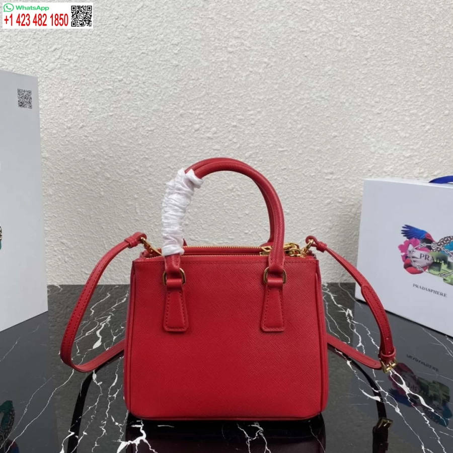 Replika Prada 1ba906 Prada Galleria Kožená Minitaška Saffiano červená