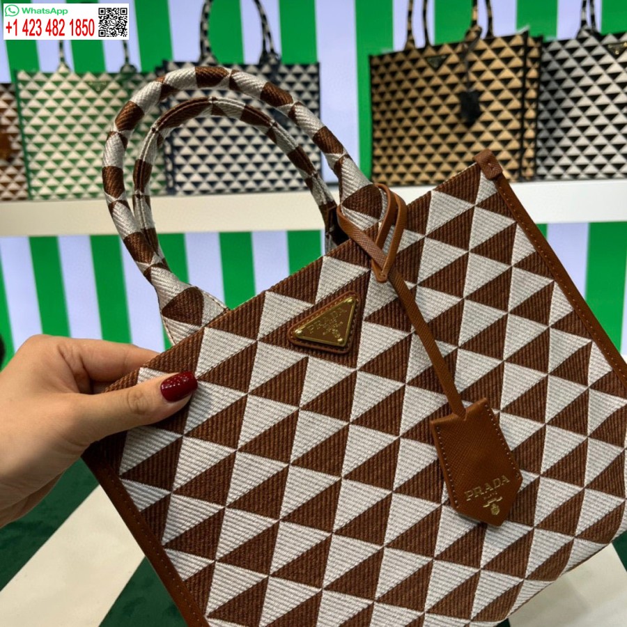 ρεπλίκα Prada 1ba354 μικρό ύφασμα ζακάρ τσάντα ζακάρ λευκό