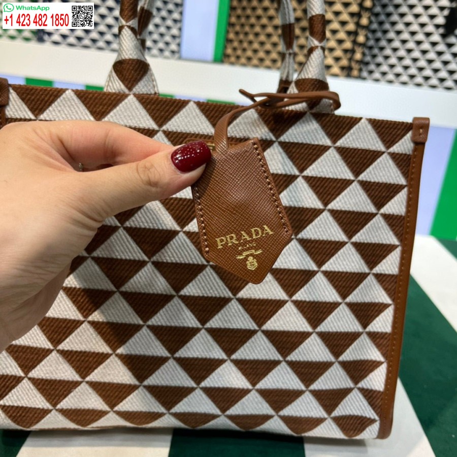 ρεπλίκα Prada 1ba354 μικρό ύφασμα ζακάρ τσάντα ζακάρ λευκό