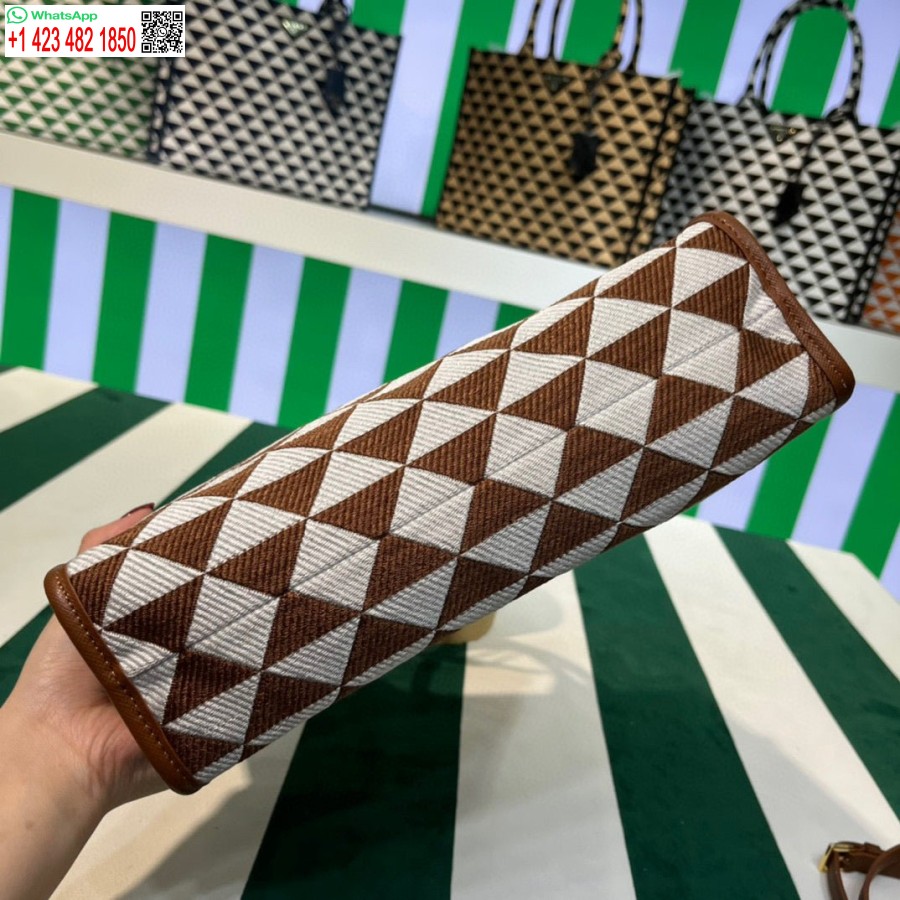 ρεπλίκα Prada 1ba354 μικρό ύφασμα ζακάρ τσάντα ζακάρ λευκό