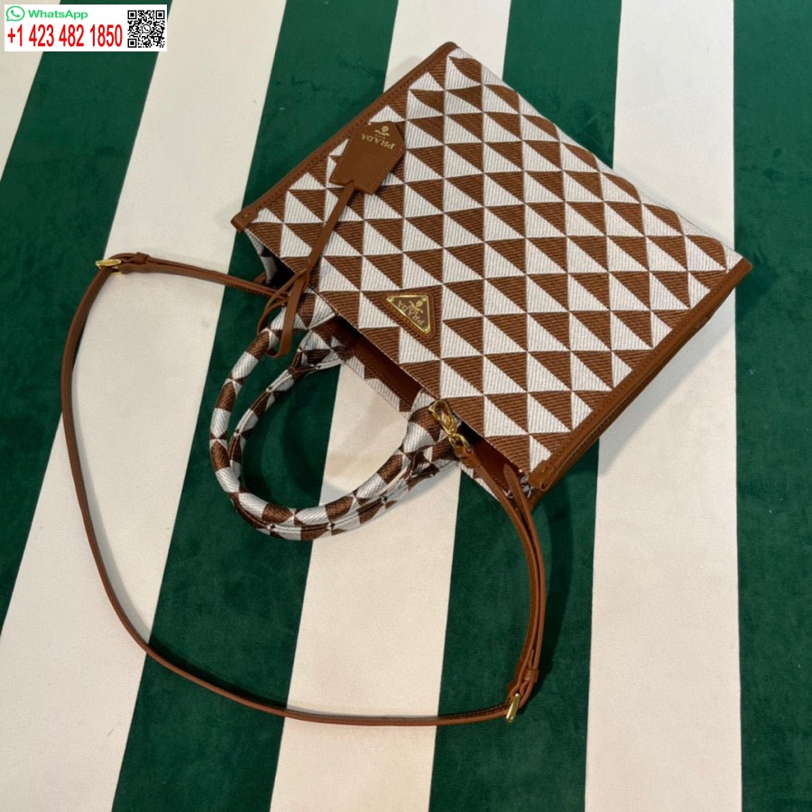 ρεπλίκα Prada 1ba354 μικρό ύφασμα ζακάρ τσάντα ζακάρ λευκό