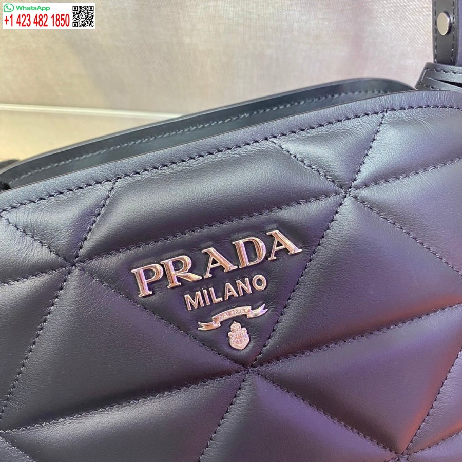 Ρεπλίκα Prada 1ba311 φάσματος μικρή δερμάτινη τσάντα χειρολαβής μαύρη