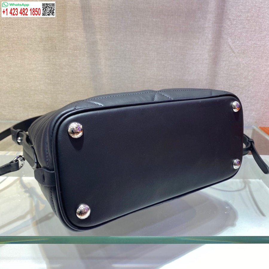 Ρεπλίκα Prada 1ba311 φάσματος μικρή δερμάτινη τσάντα χειρολαβής μαύρη