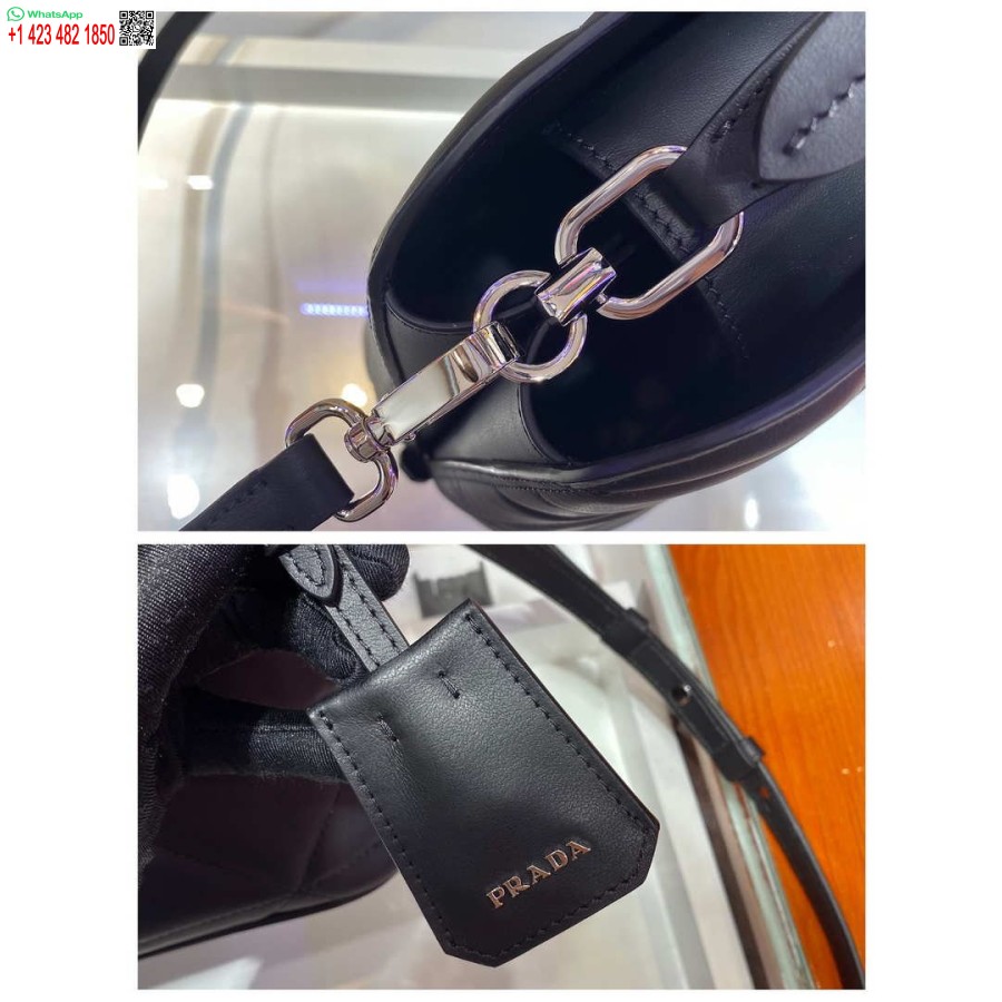 Ρεπλίκα Prada 1ba311 φάσματος μικρή δερμάτινη τσάντα χειρολαβής μαύρη