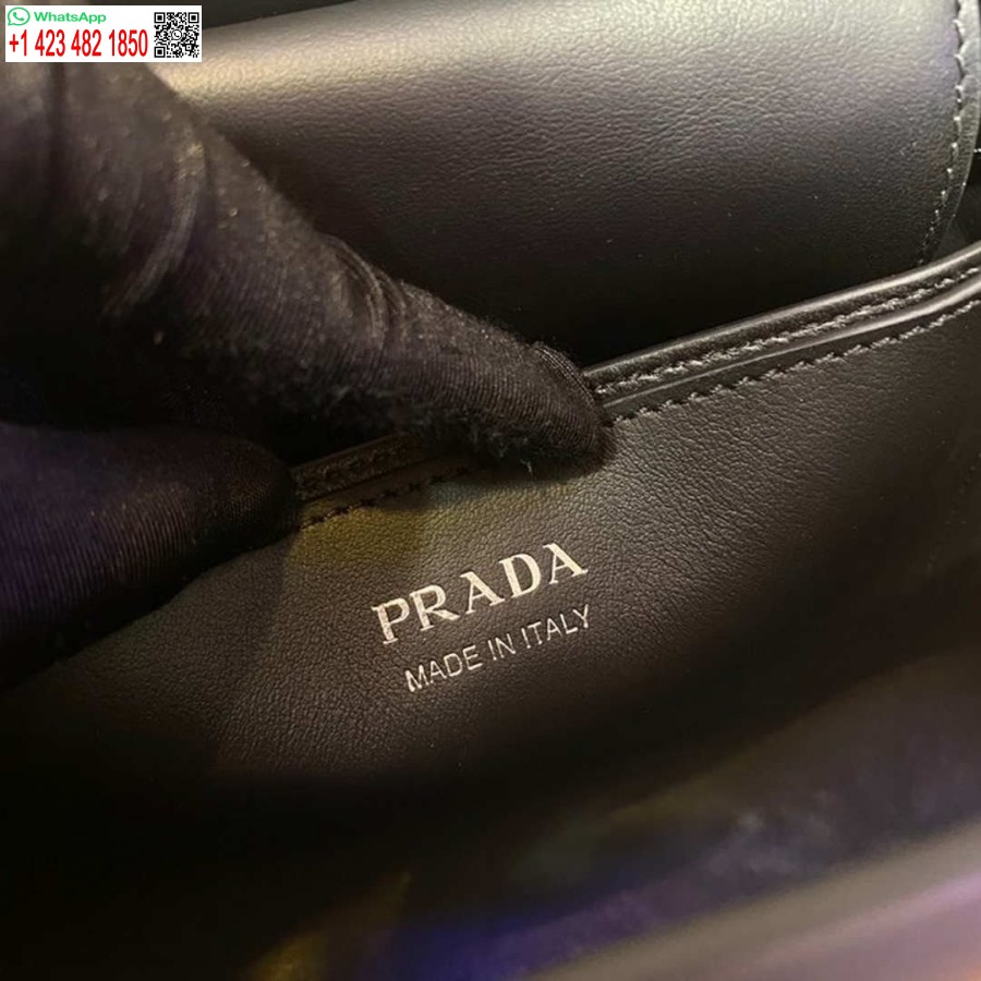 Ρεπλίκα Prada 1ba311 φάσματος μικρή δερμάτινη τσάντα χειρολαβής μαύρη