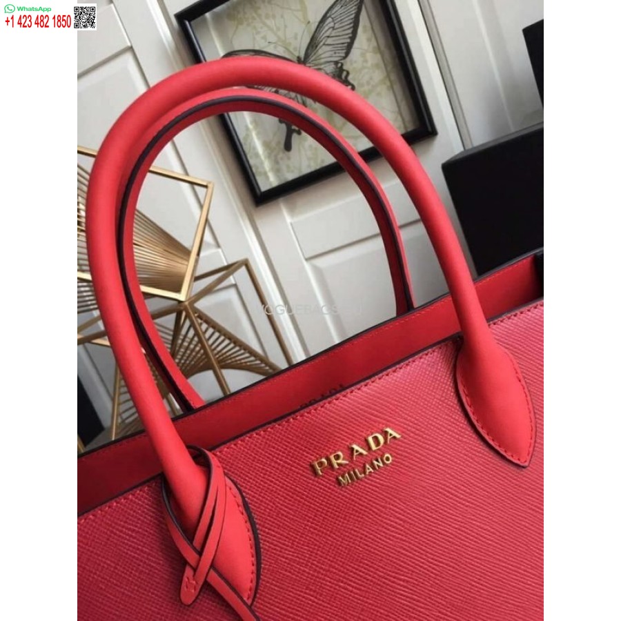 Реплика большой красной сумки из сафьяновой кожи Prada 1ba153