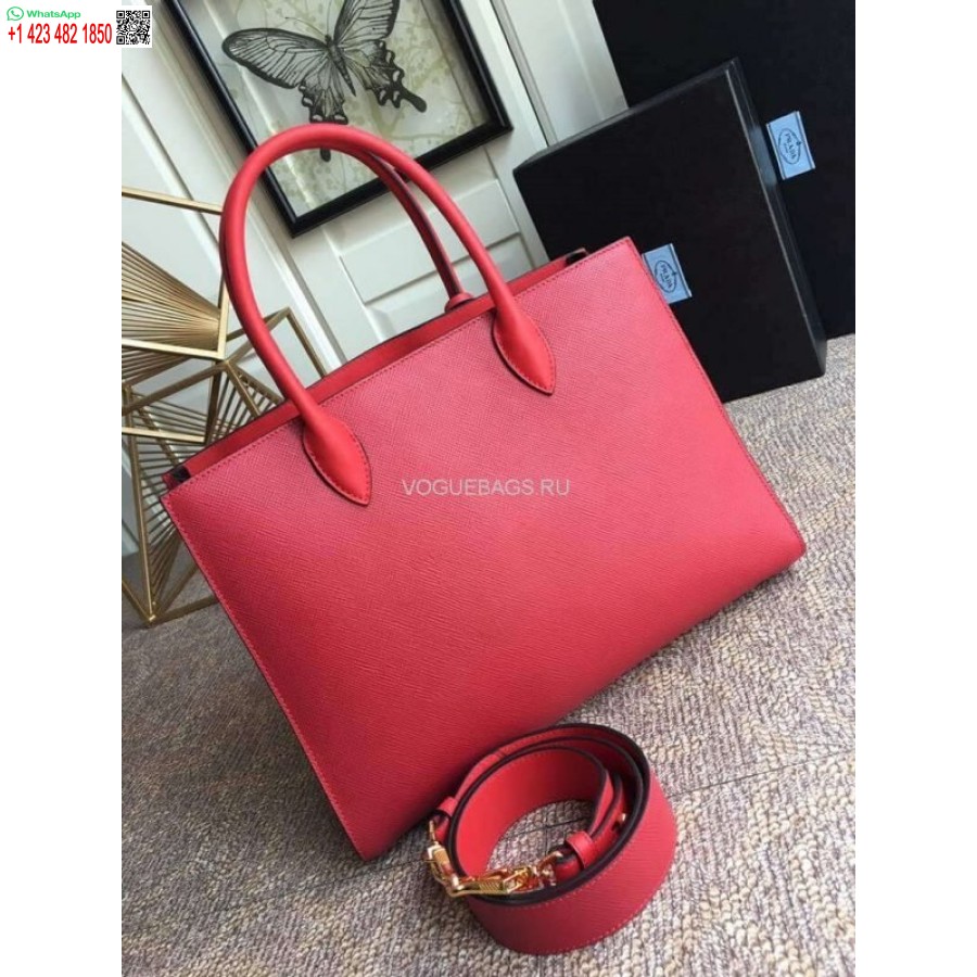 Реплика большой красной сумки из сафьяновой кожи Prada 1ba153