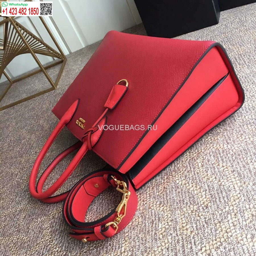 Реплика большой красной сумки из сафьяновой кожи Prada 1ba153