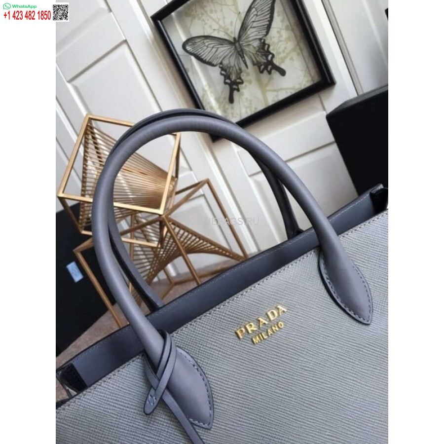 Реплика большой серой сумки из сафьяновой кожи Prada 1ba153