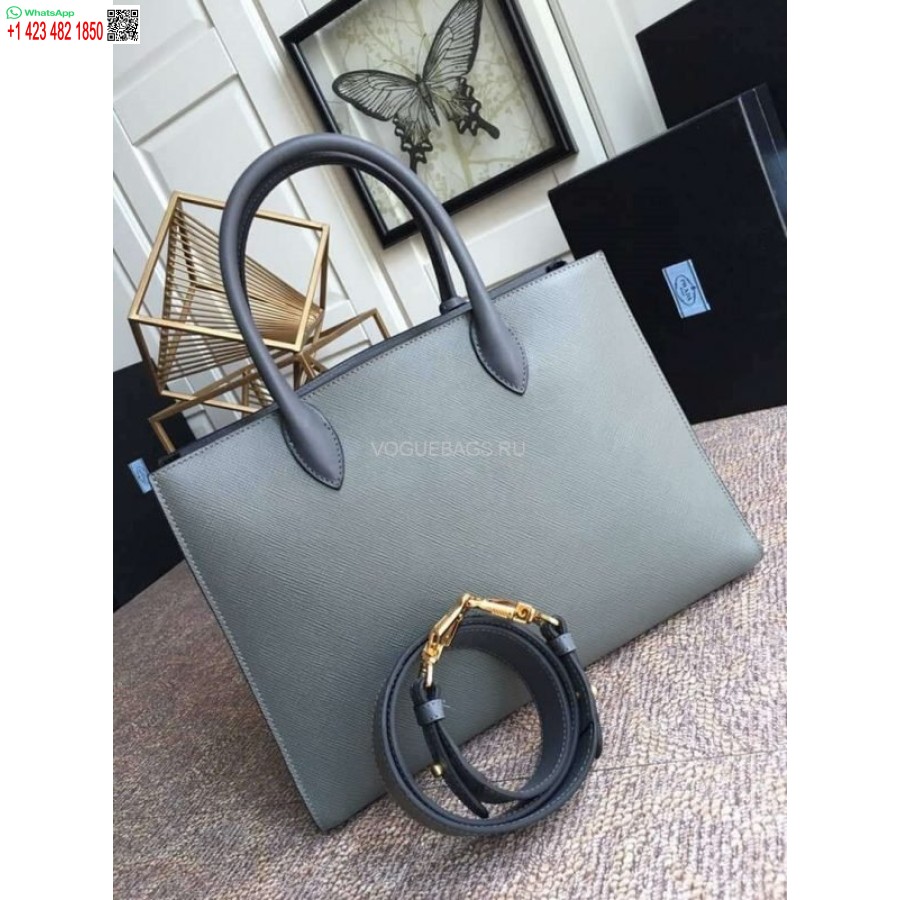 Реплика большой серой сумки из сафьяновой кожи Prada 1ba153