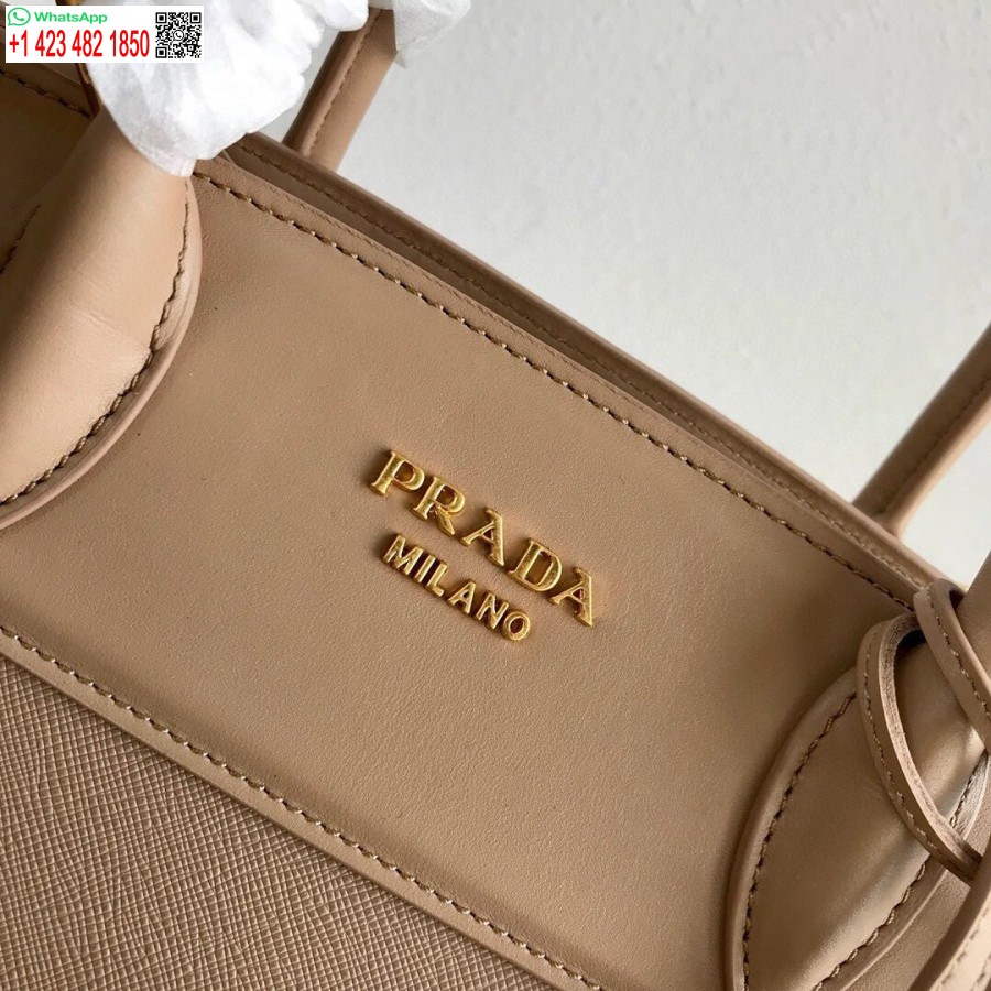 ρεπλίκα Prada 1ba046 μεσαία δερμάτινη τσάντα Tote Esplanade βερίκοκο