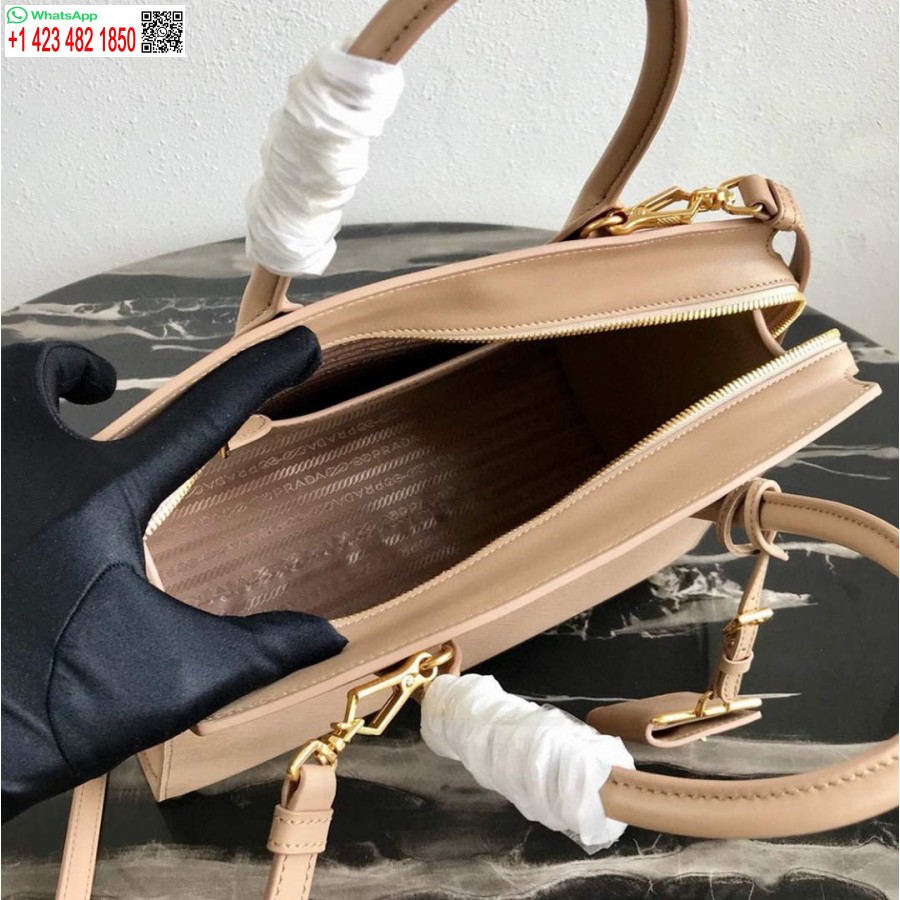 ρεπλίκα Prada 1ba046 μεσαία δερμάτινη τσάντα Tote Esplanade βερίκοκο